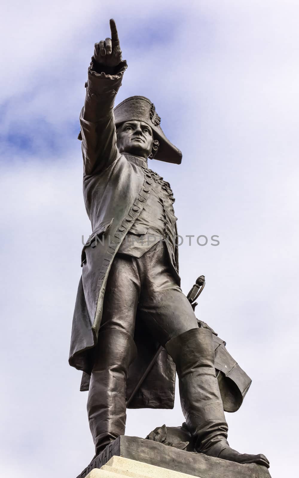 General Rochambeau Statue Lafayette Park Autumn Washington DC. In American Revolution General Rochambeau was the head of the French Army, who worked with Washington in the American Revolution.  Statue was dedicated in 1902 by President Theodore Roosevelt as a reaffirmation of French American relations.  Artist Sculptor Fernand Hamar