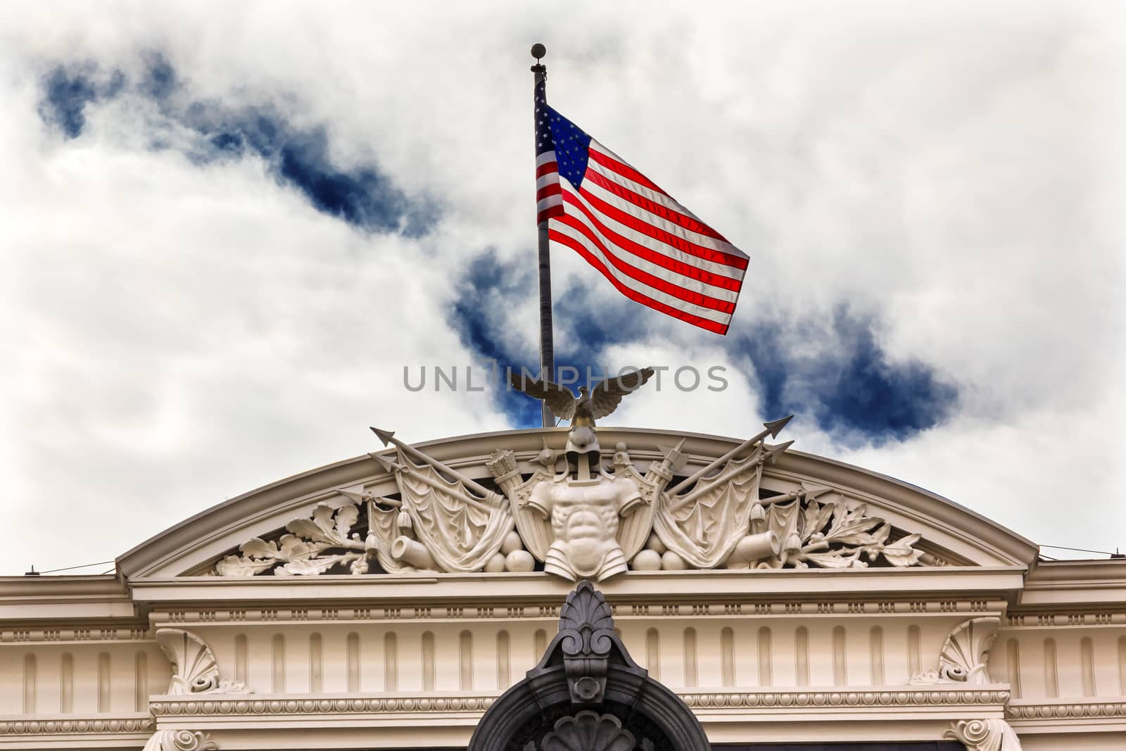 Old Executive Office Building Roof Flag Washington DC by bill_perry