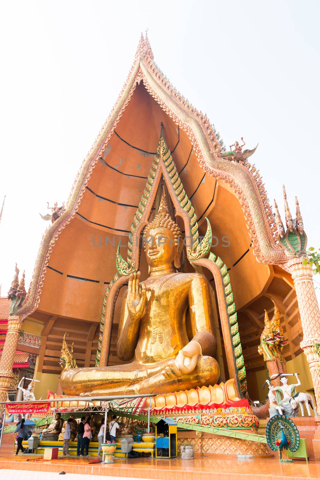 Hand of Big golden buddha statue Wat Tham Sua(Tiger Cave Temple), Kanchanaburi thailand