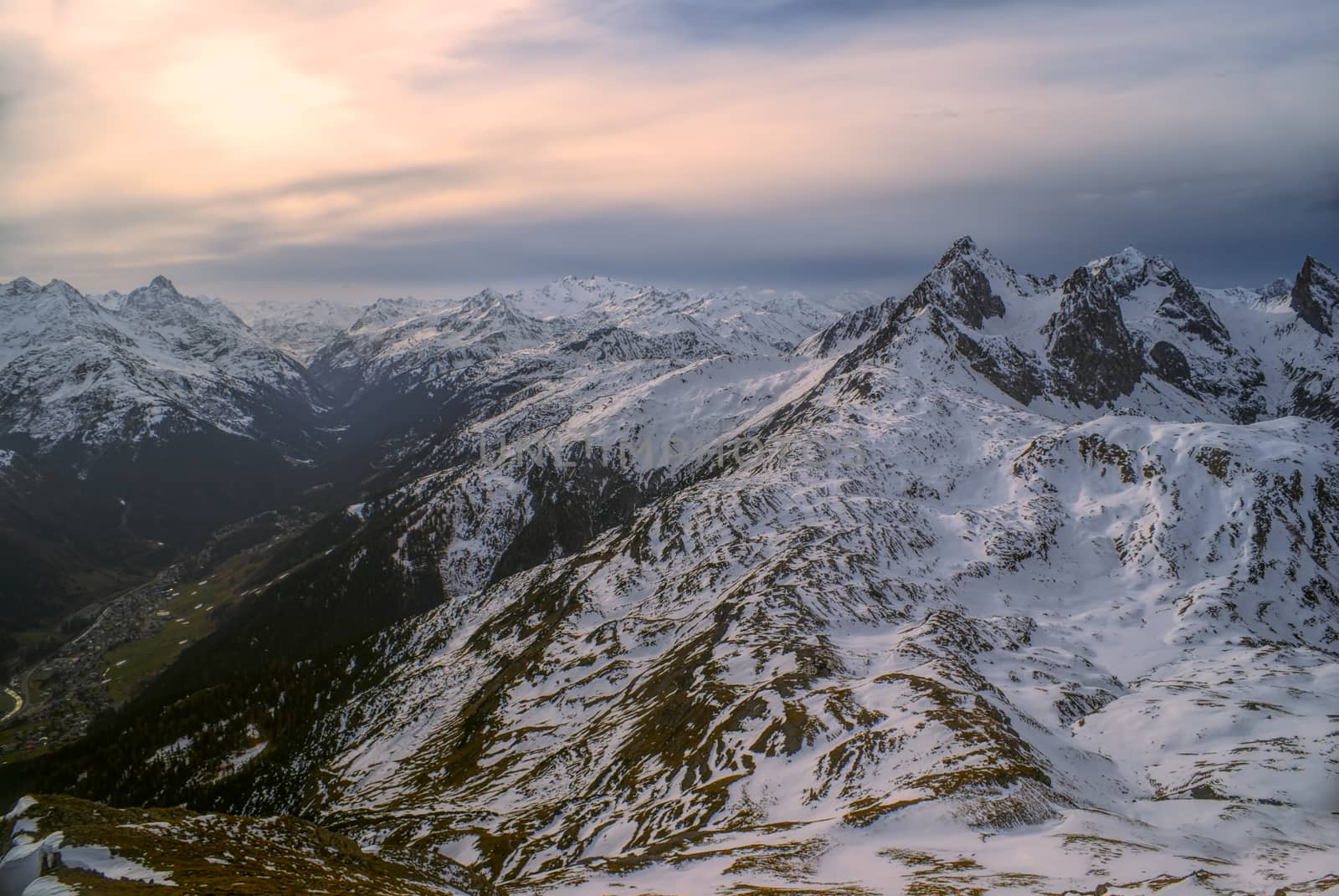 Picturesque mountains around Leutkircher Hutte in Tirol Alps in Austria