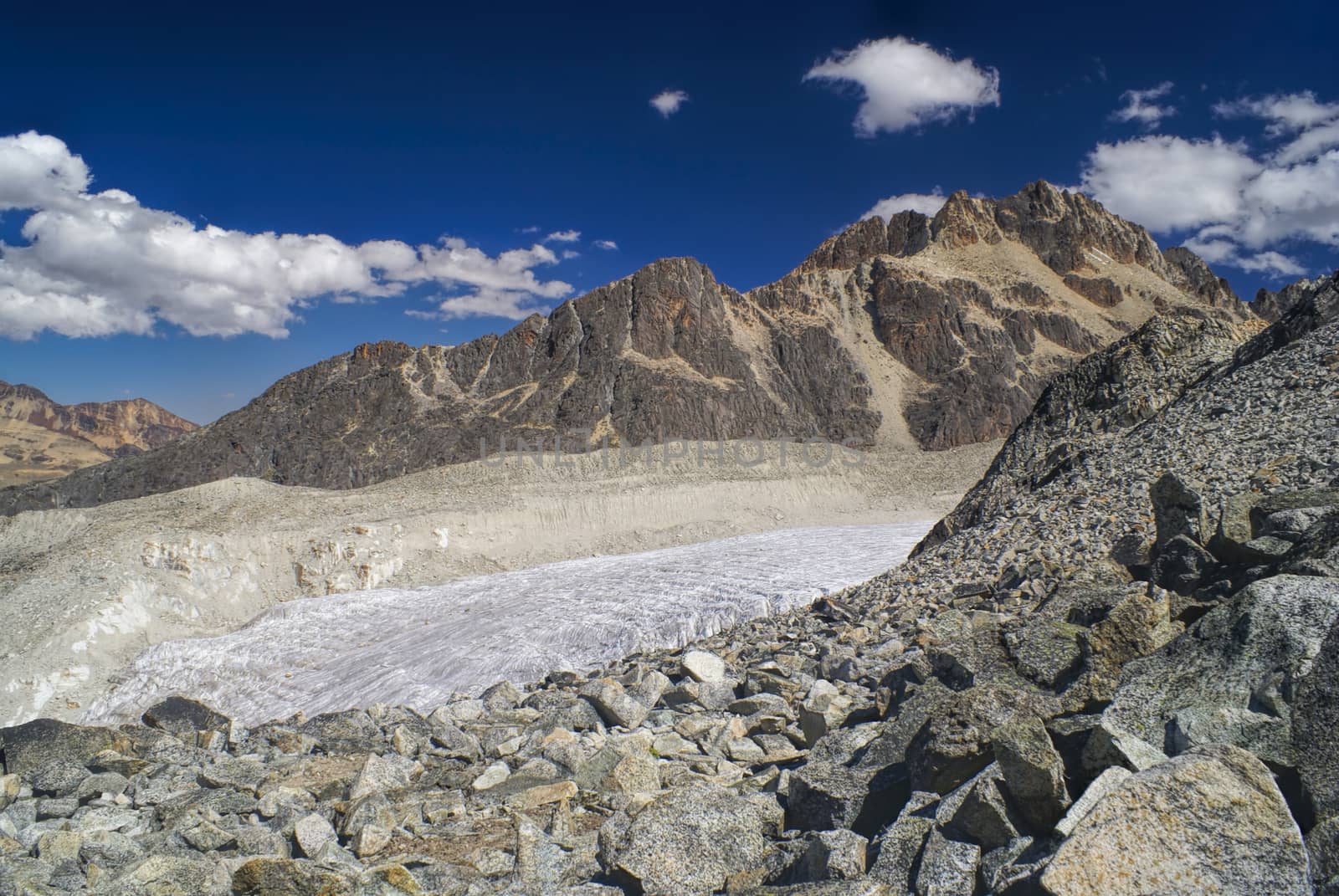 Majestic glacier and mountain peaks in Bolivian Andes