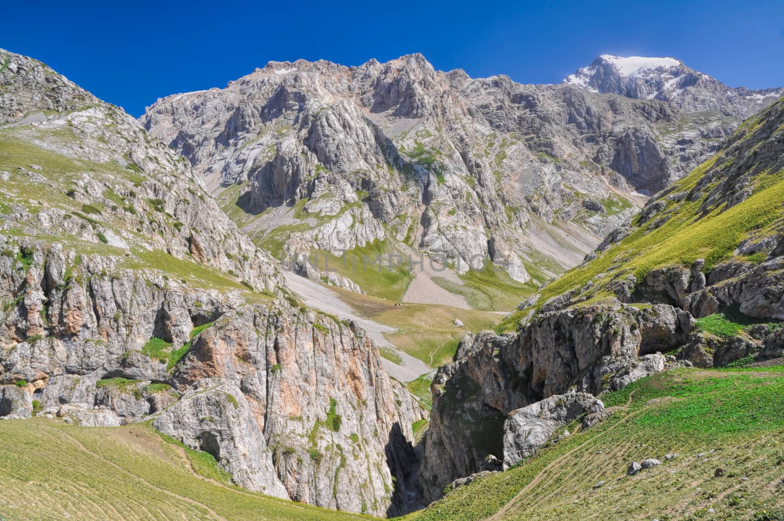 Scenic canyon in mountain range Tien-Shan in Kyrgyzstan
