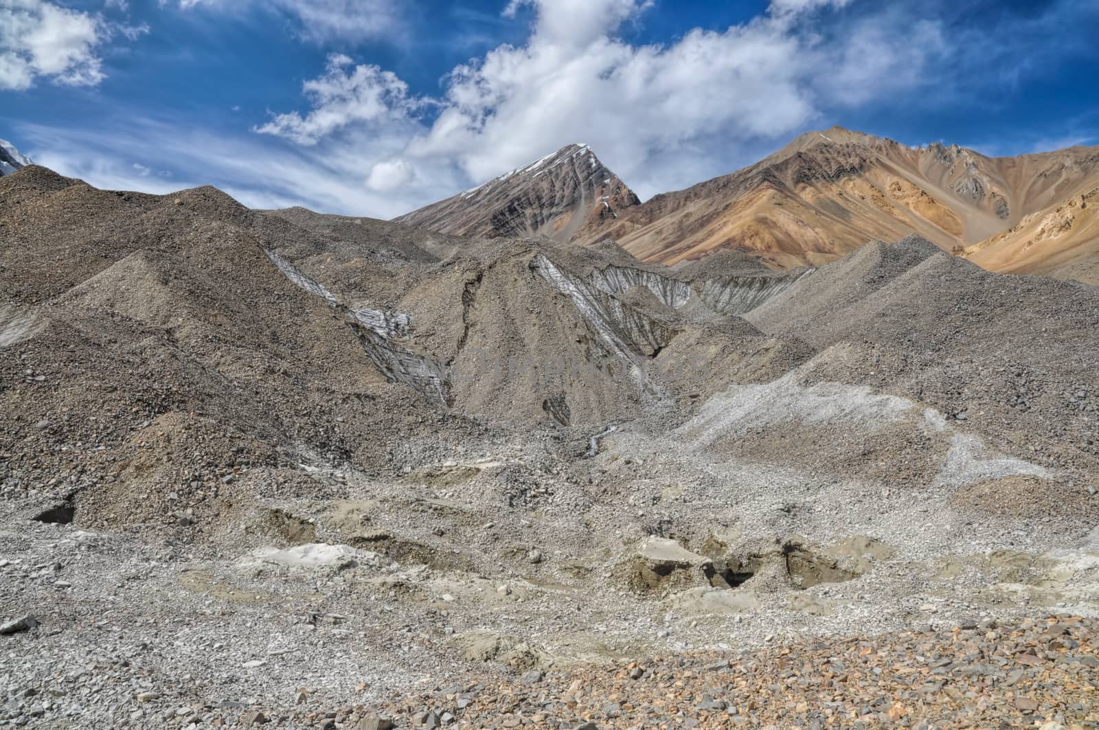 Scenic rocky valley in Pamir mountains in Tajikistan