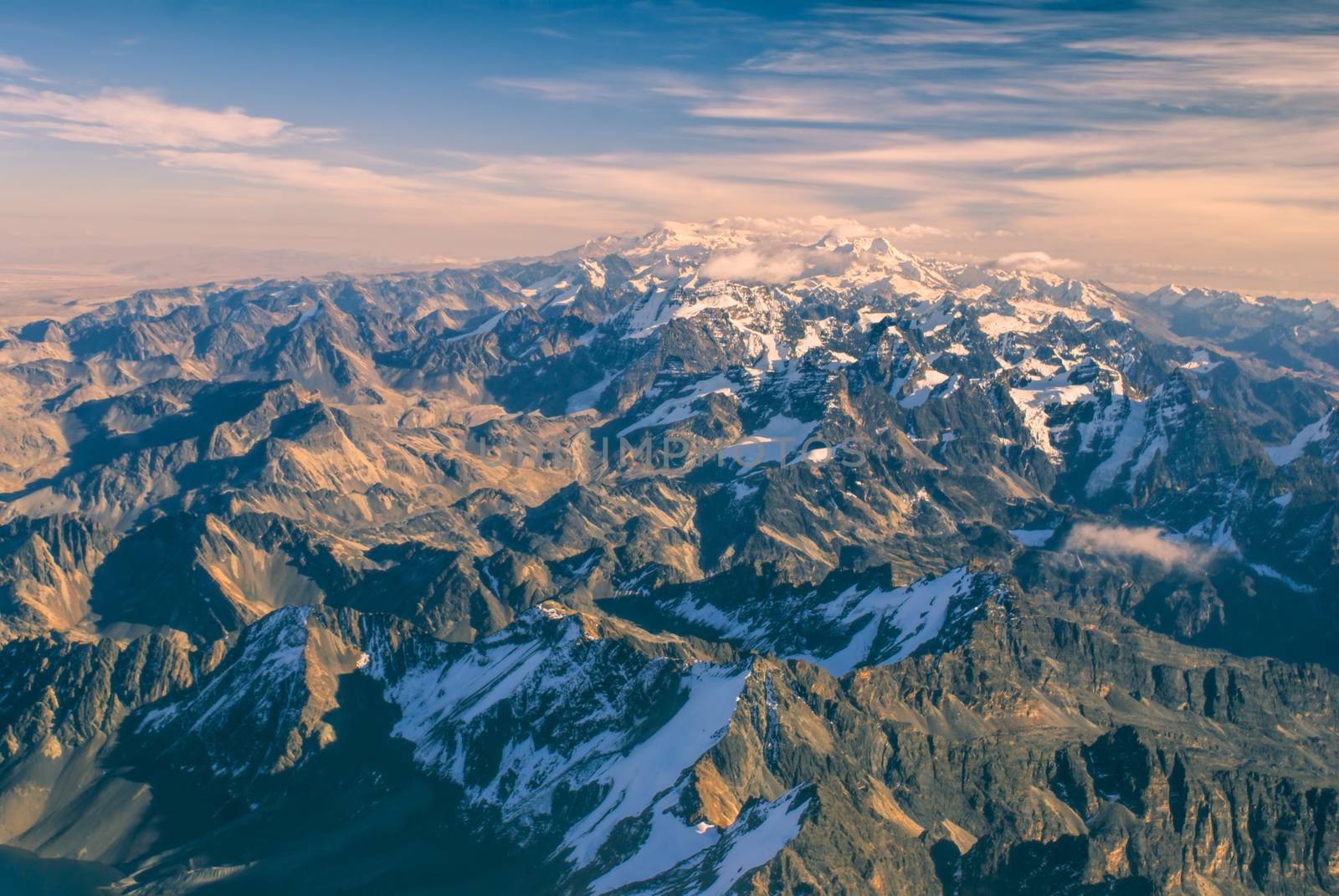 Breathtaking view from the top of Huayna Potosi mountain in Bolivia