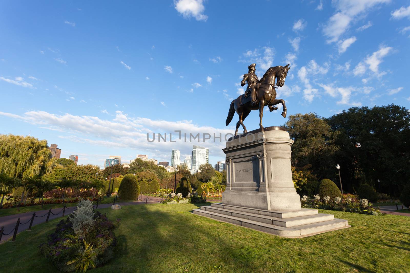 Boston Massachusetts George Washington statue located in the Public Garden.