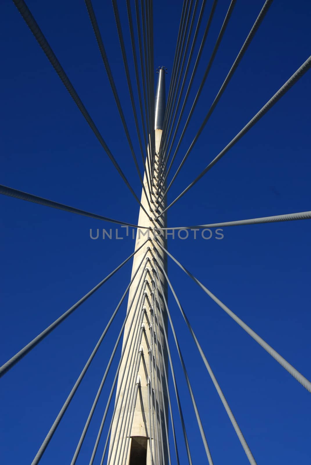 Details of Ada bridge tower in Belgrade, Serbia by simply
