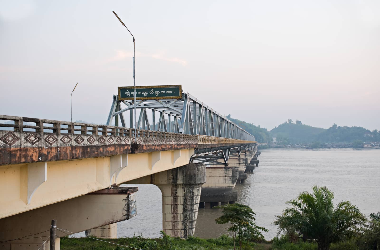 Bridge over the Tanintharyi River north of Myeik in the Tanintharyi Region in Southern Myanmar. The bridge is a part of the main road between the far south and the rest of the country.