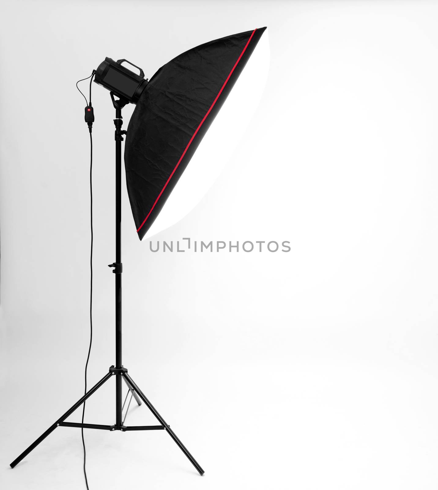 empty studio gray background and flash light 