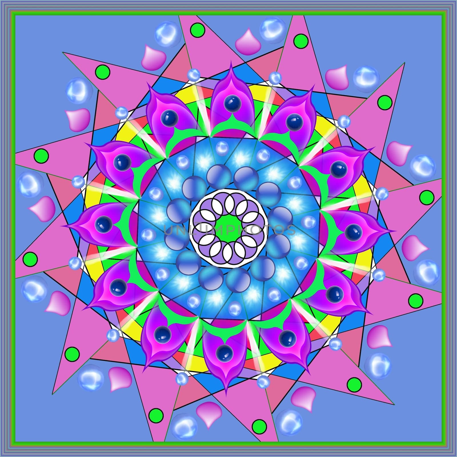 Digital computer graphic - patterned desirable mandala in a gentle colors for design.