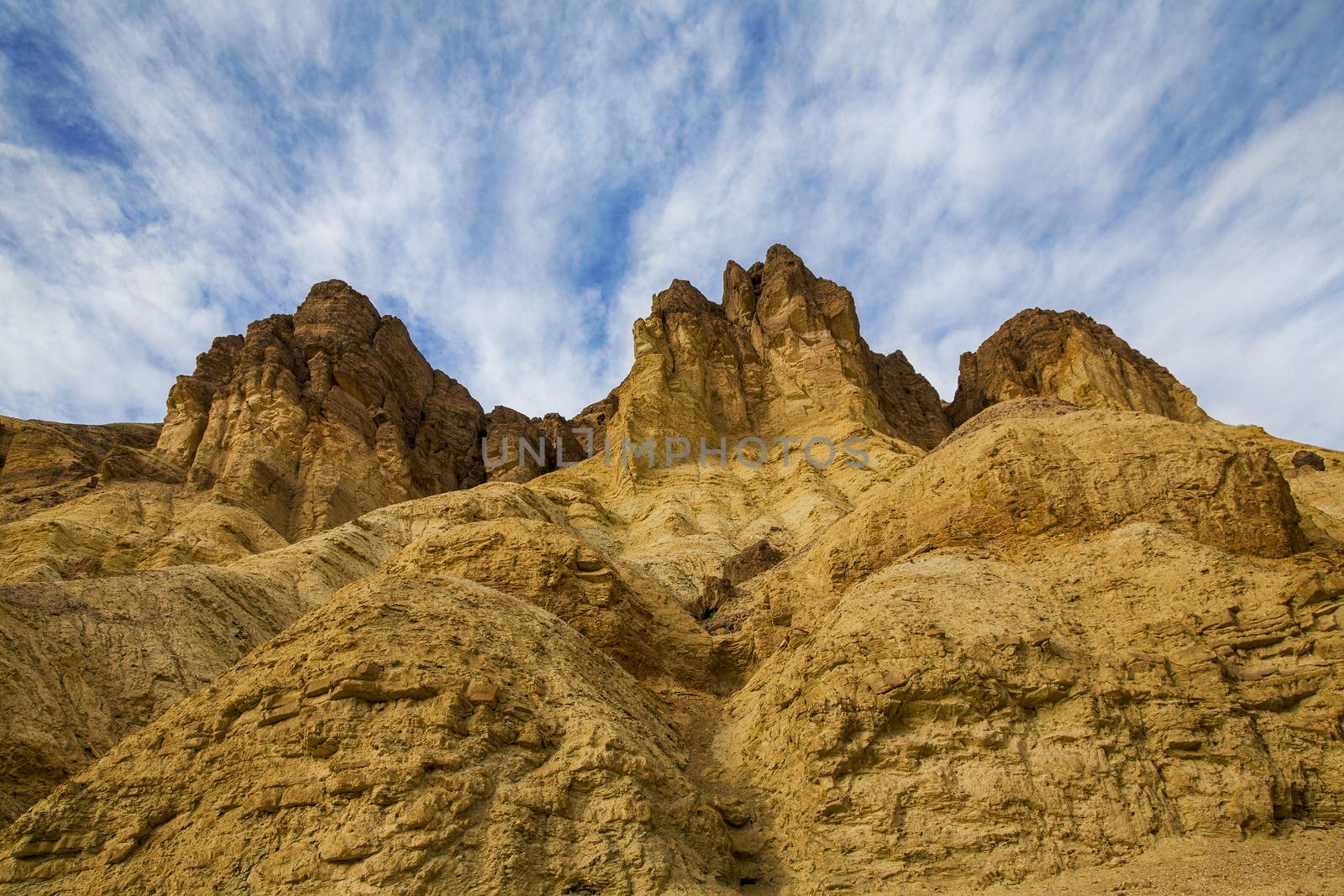Sky and cliffs at Golden Canyon in Death Valley California USA