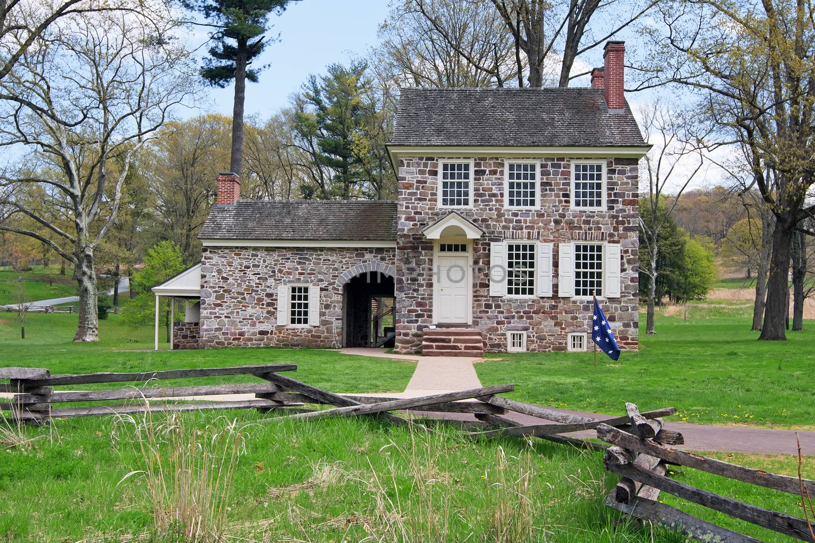 This house at the Valley Forge National Historical Park was George Washington's winter headquarters.Here the General coordinated the daily operations of the of the entire Continental Army.
