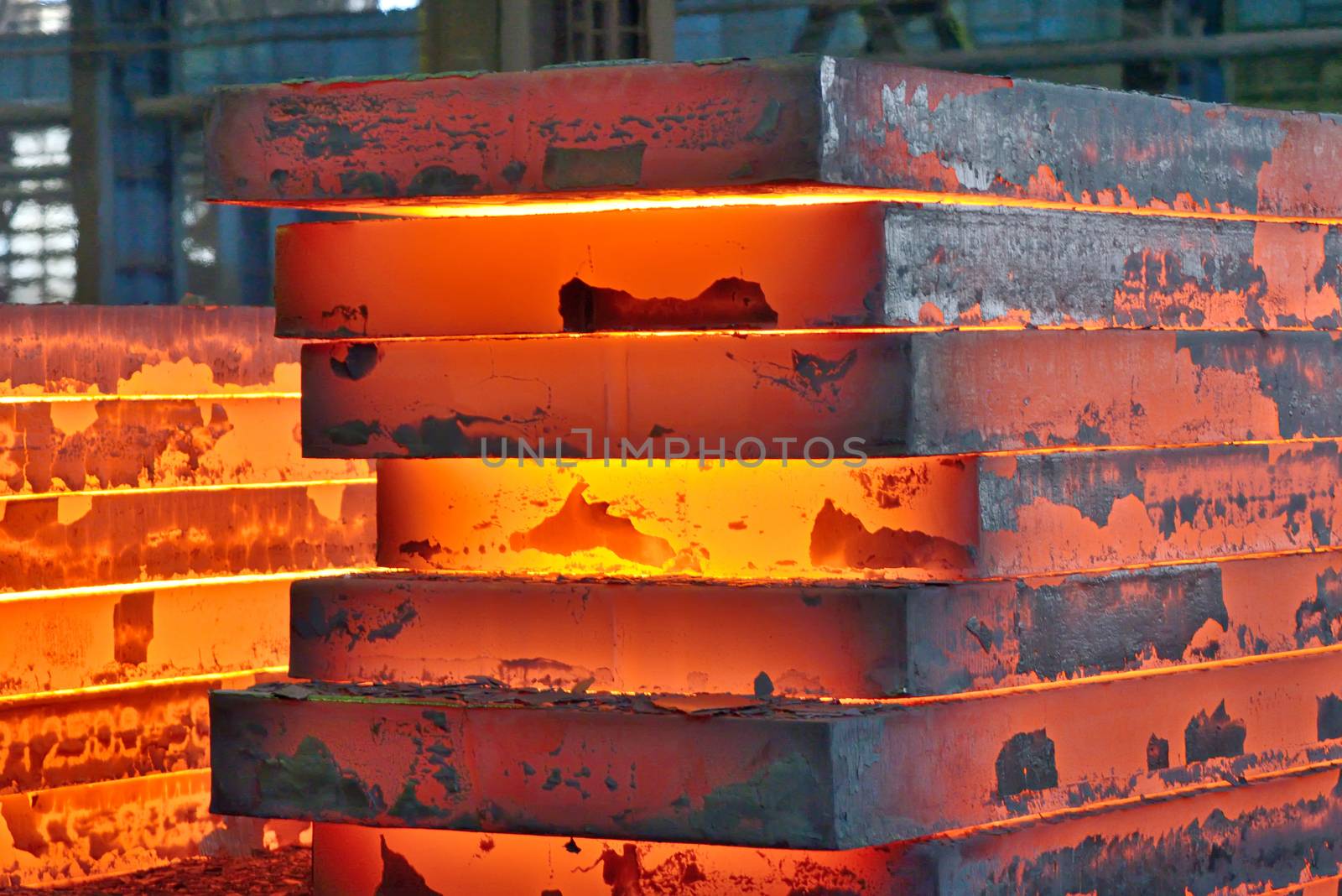 Stack of steel plate inside of plant