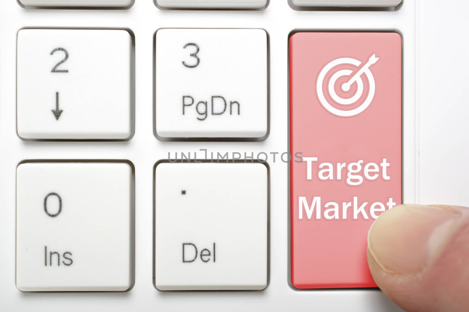 Red target market and symbol key on keyboard