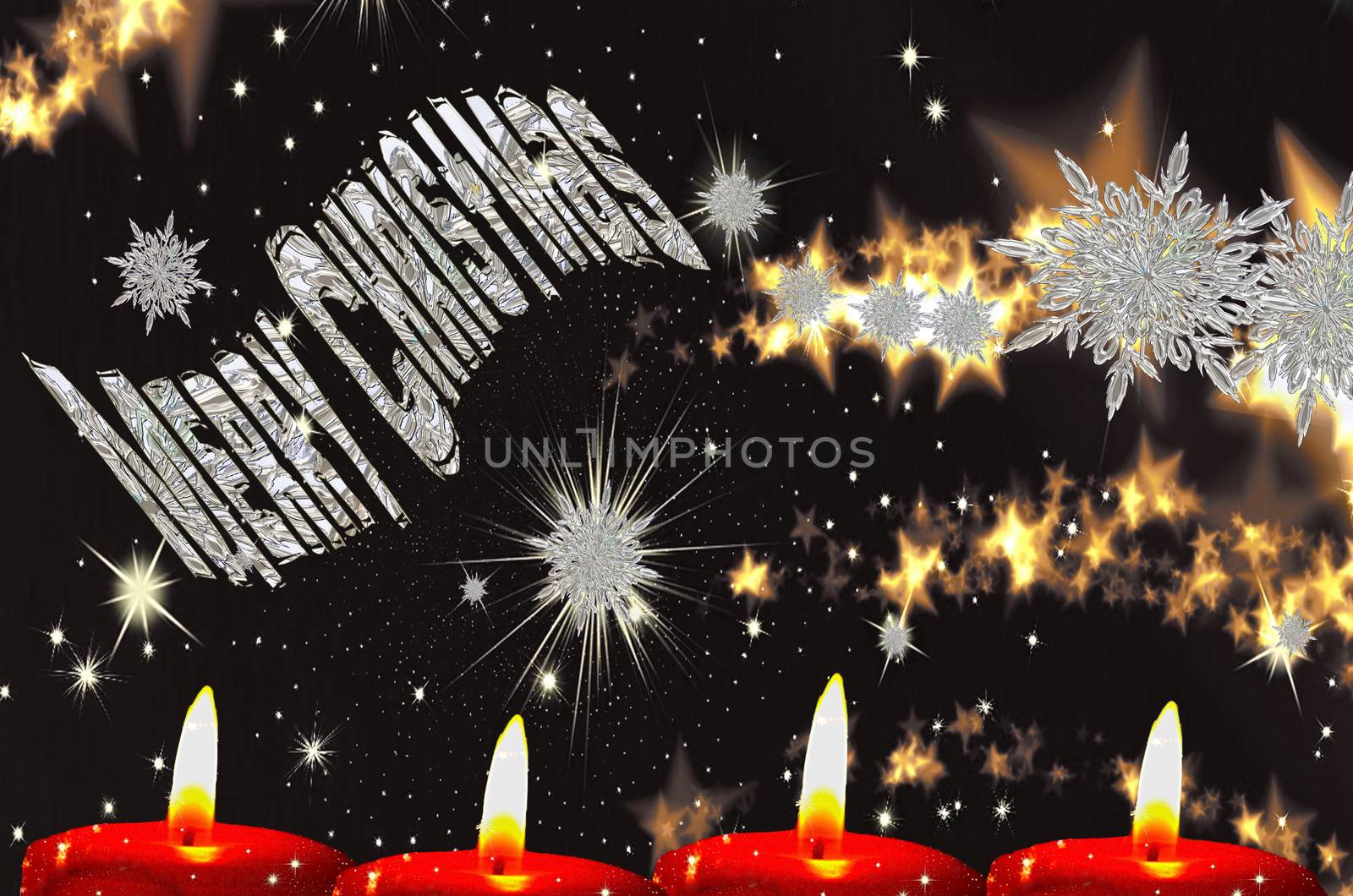 Christmas card with frosty inscription Merry Chrismas