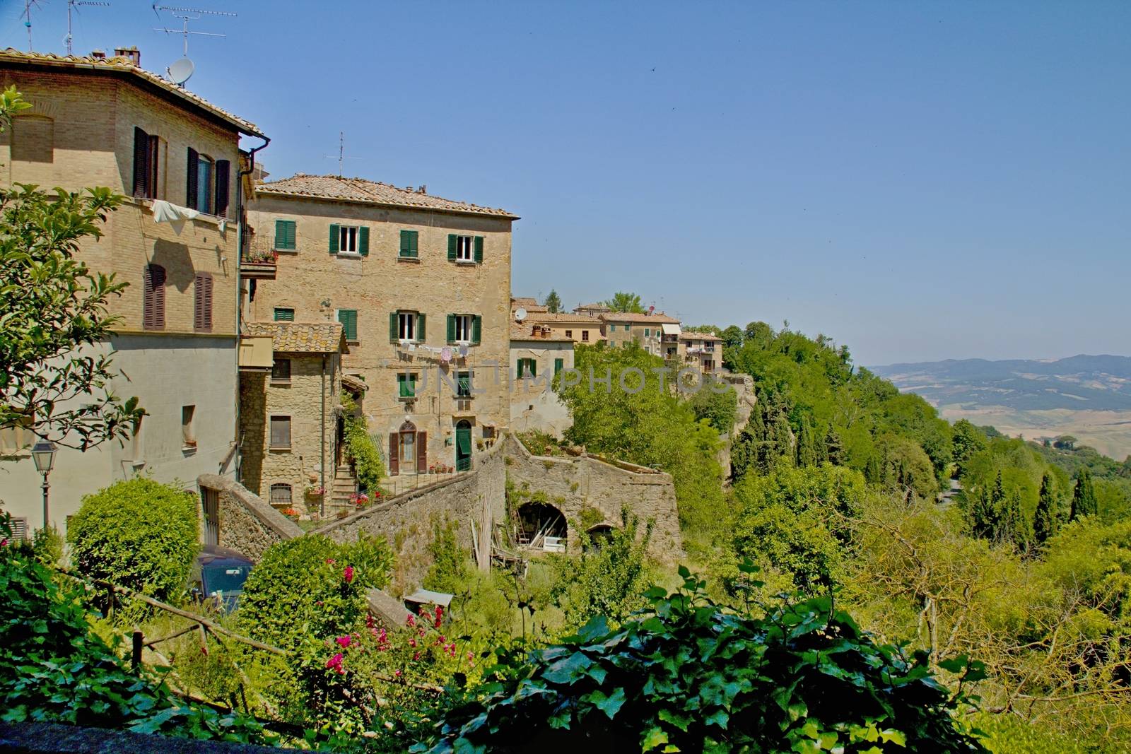 Photo shows a general view of the Tuscany city of Volterra.