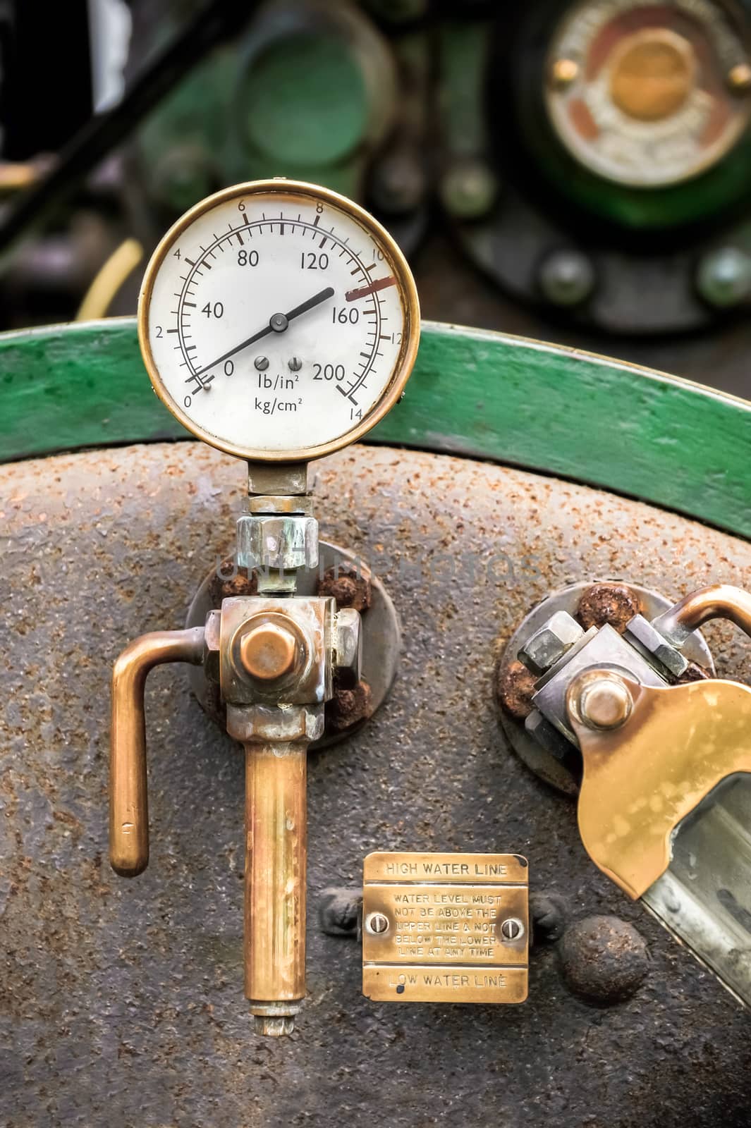 vintage steam powered boiler pressure gauge