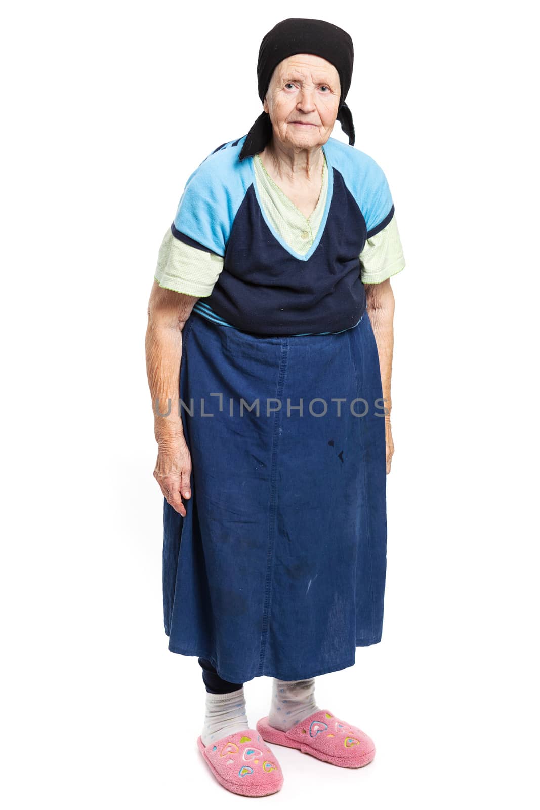 Full length of senior woman on white background by photobac