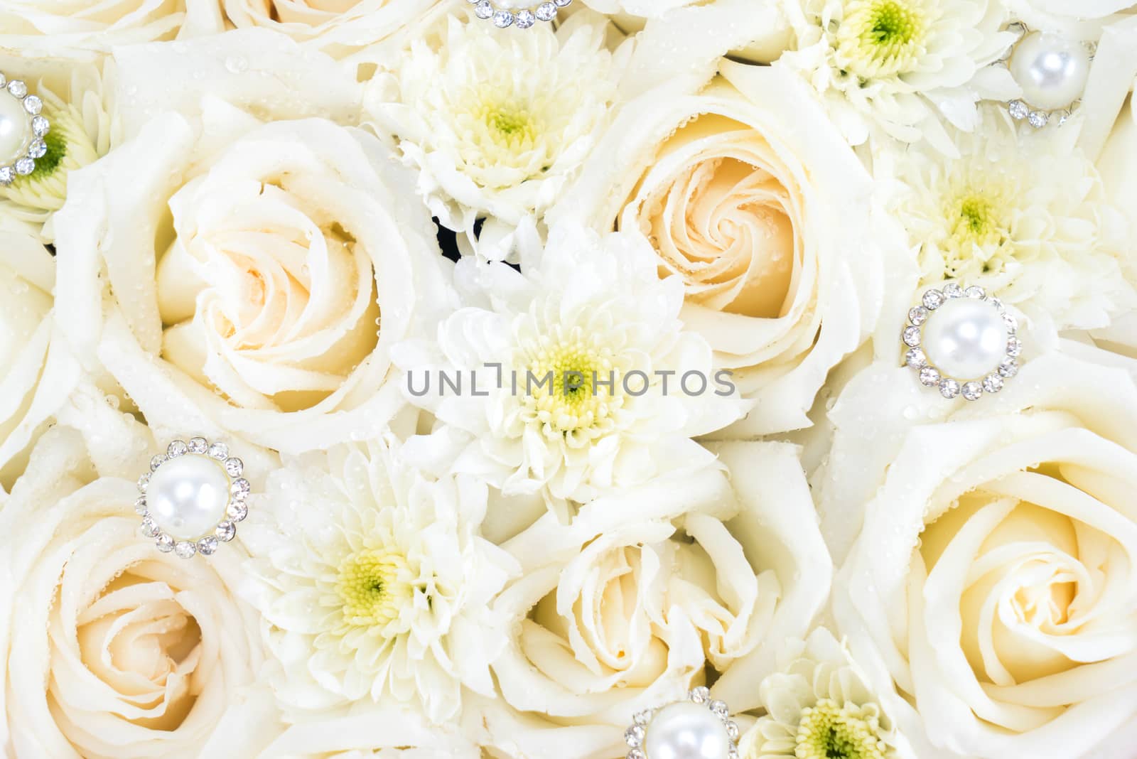 White roses and pearl and diamond. gift for valentine 's day