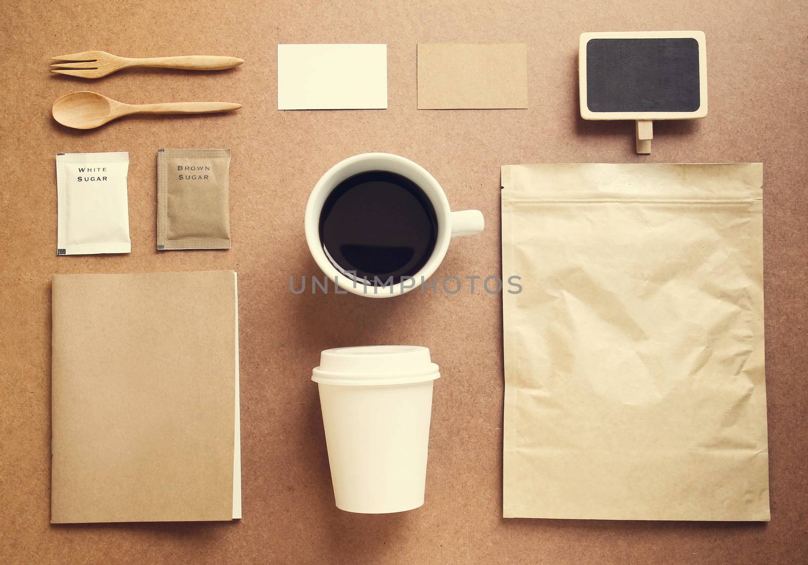 Coffee identity branding mockup set with retro filter effect by nuchylee
