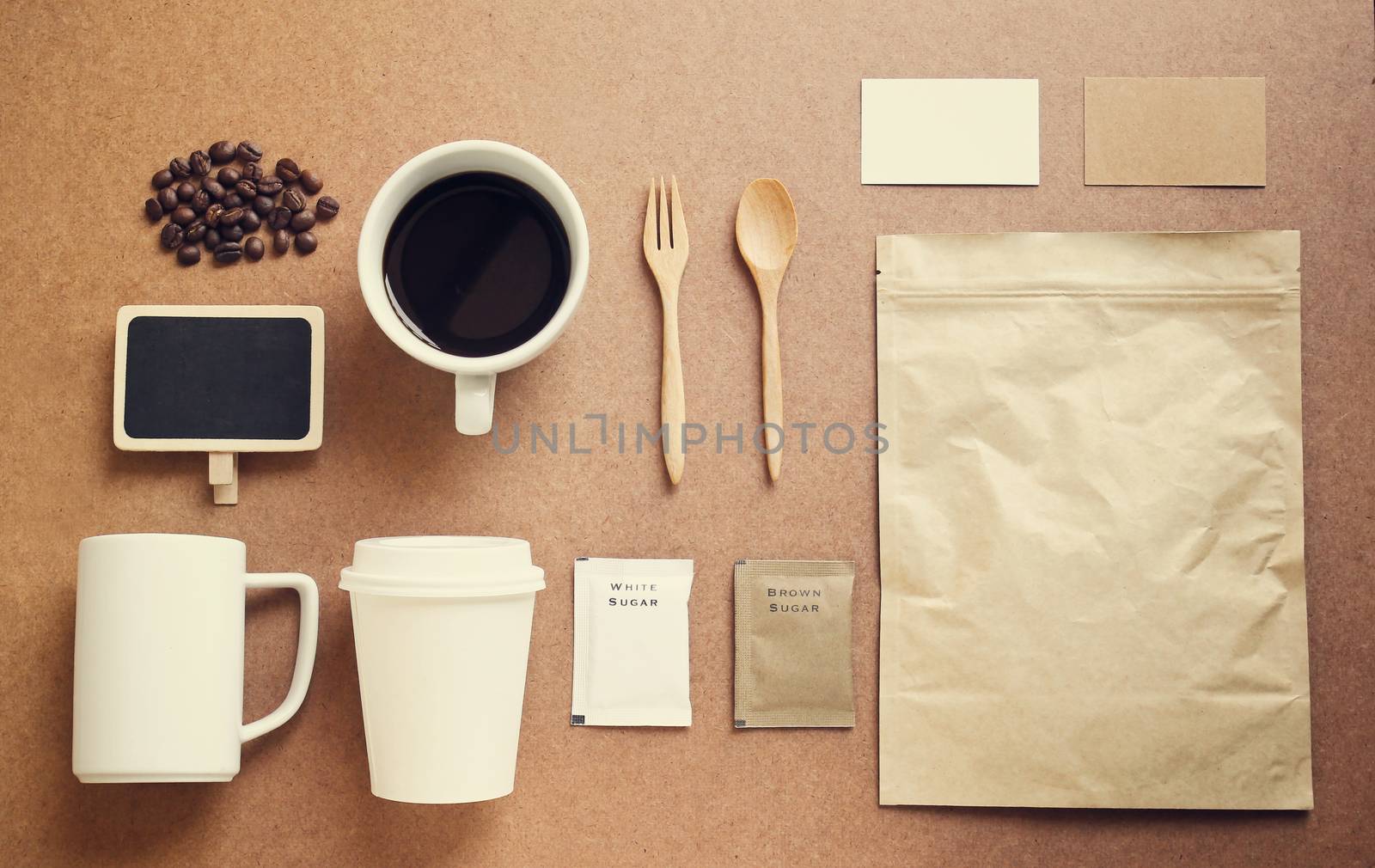 Coffee identity branding mockup set with retro filter effect by nuchylee