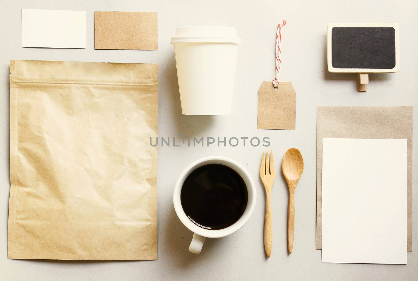 Coffee identity branding mockup set with retro filter effect 