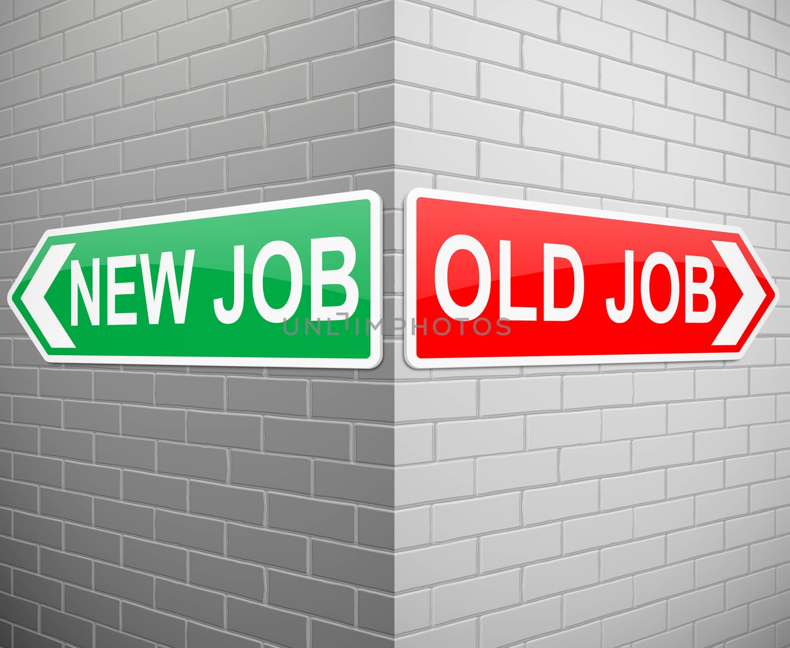 Illustration depicting signs with a new job and old job concept.