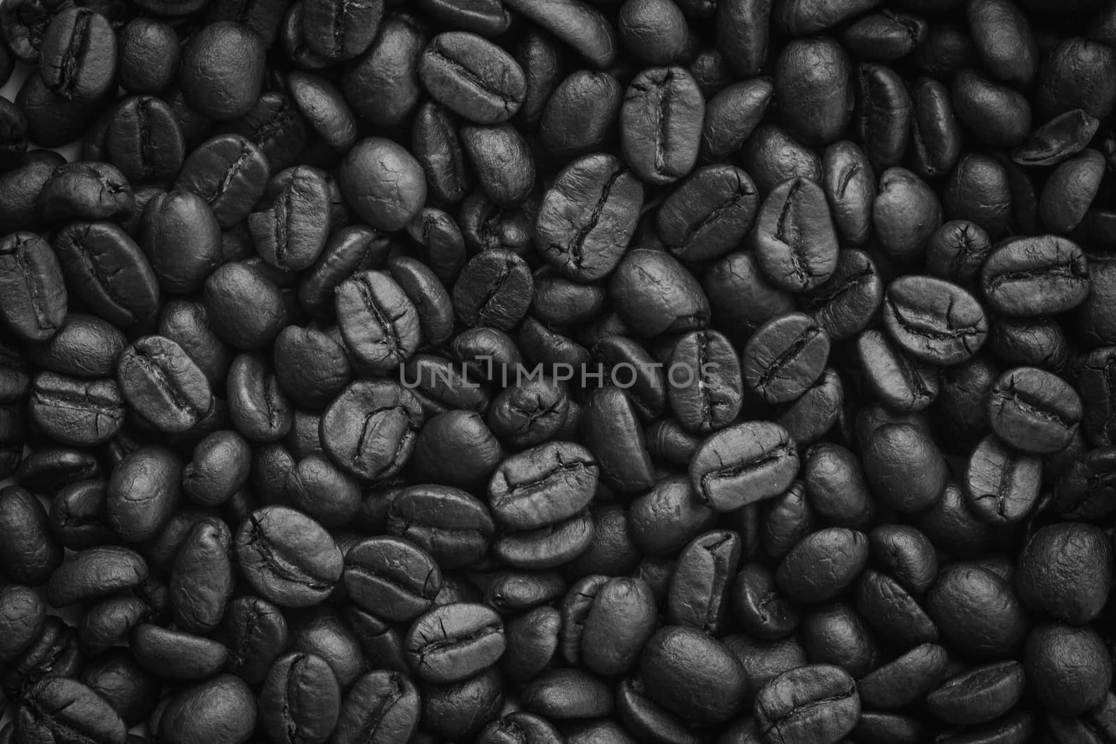 closeup dried coffee bean background, black and white