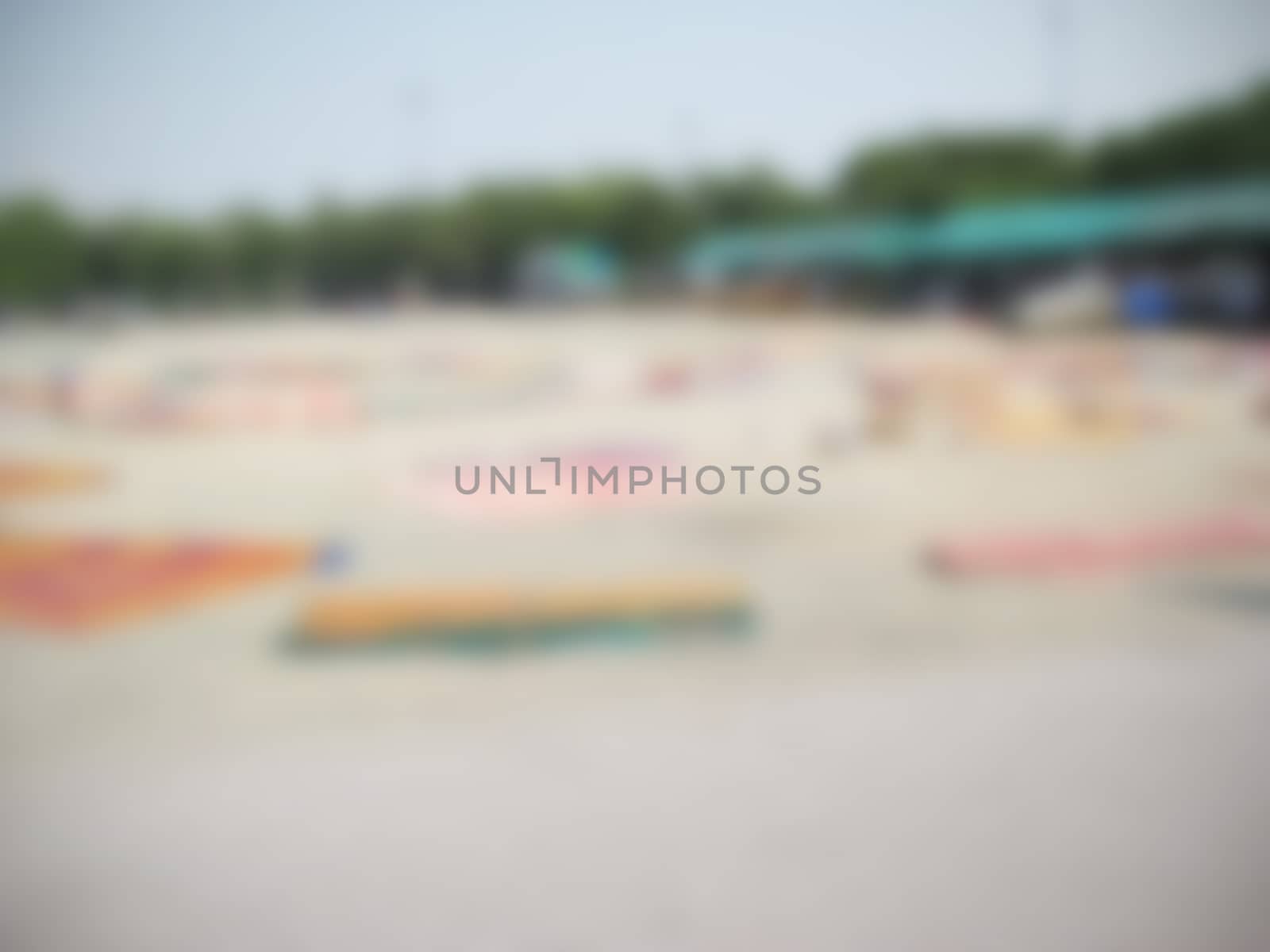 defocused of beach with a lot of mats
