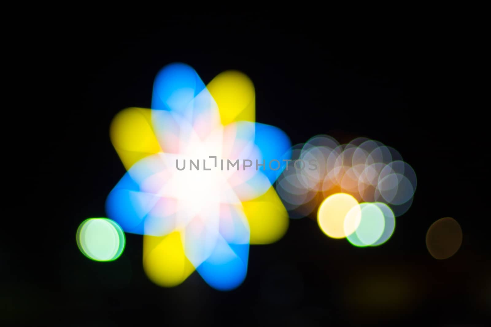 Abstract circular bokeh background of lights in the night.