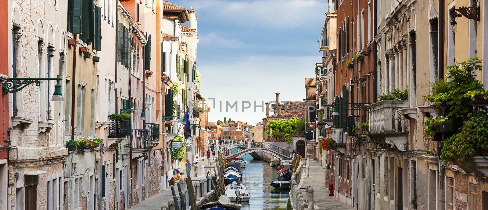 Panoramic view of Venice canal, Italy.