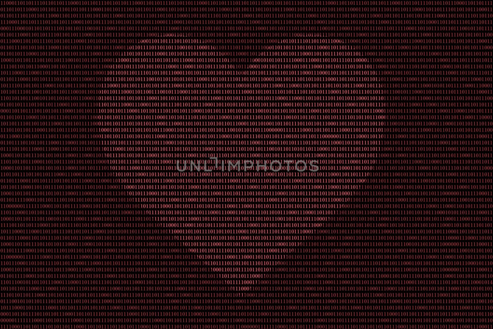 red binary computer code background, with love heart symbol sign by a3701027
