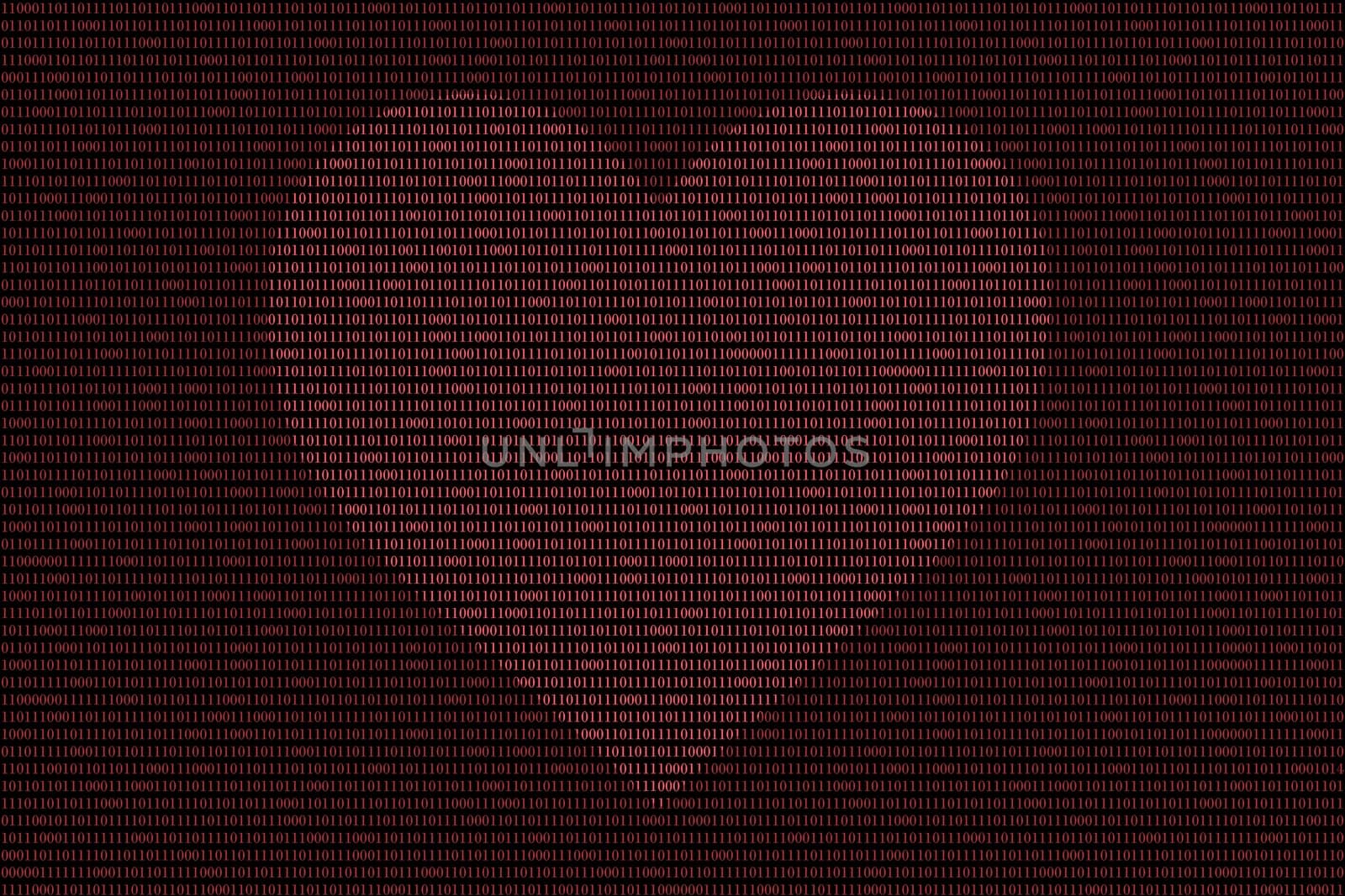 red binary computer code background, with love heart symbol sign.