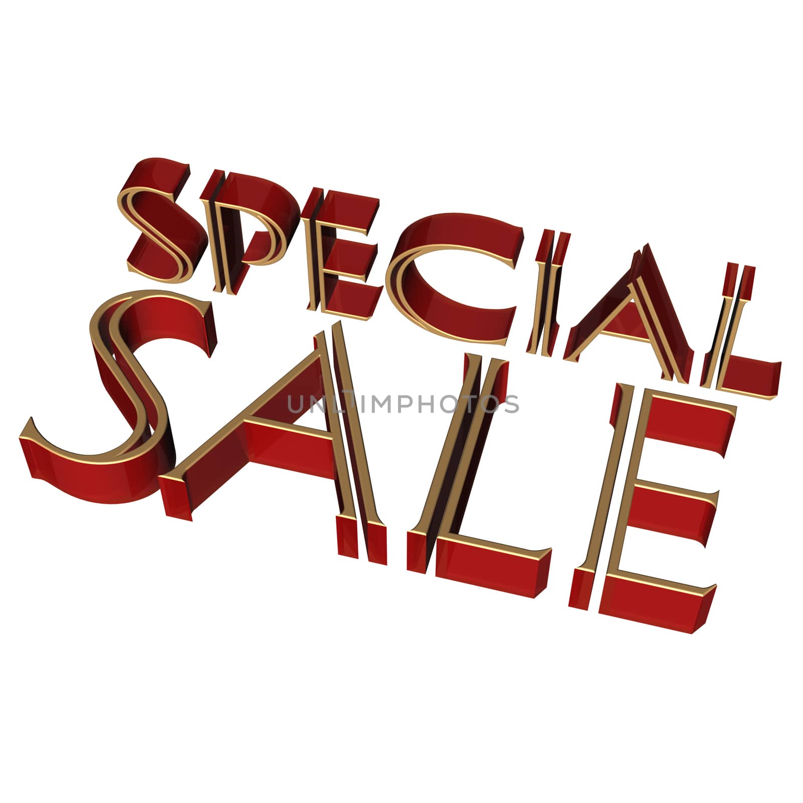 Glossy red three-dimensional inscription Special Sale as a sign.