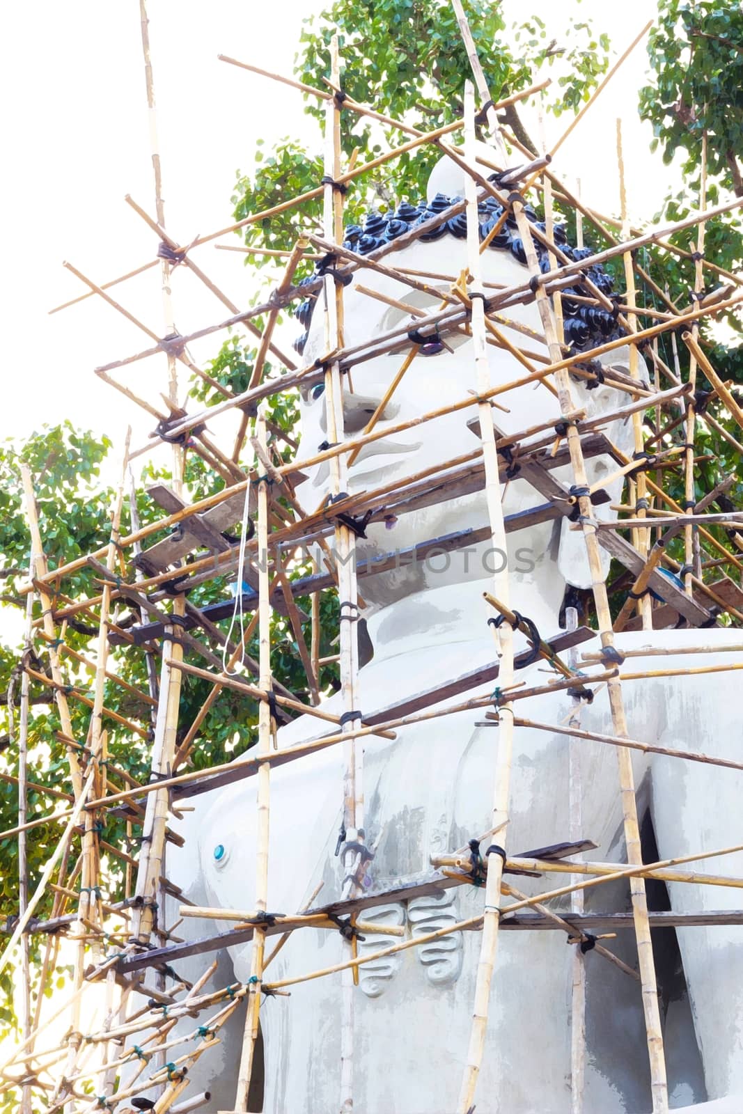 repairing Buddha image in thailand by a3701027