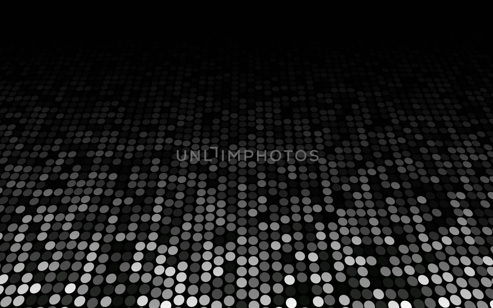black and white dots stage background, perspective into the dark