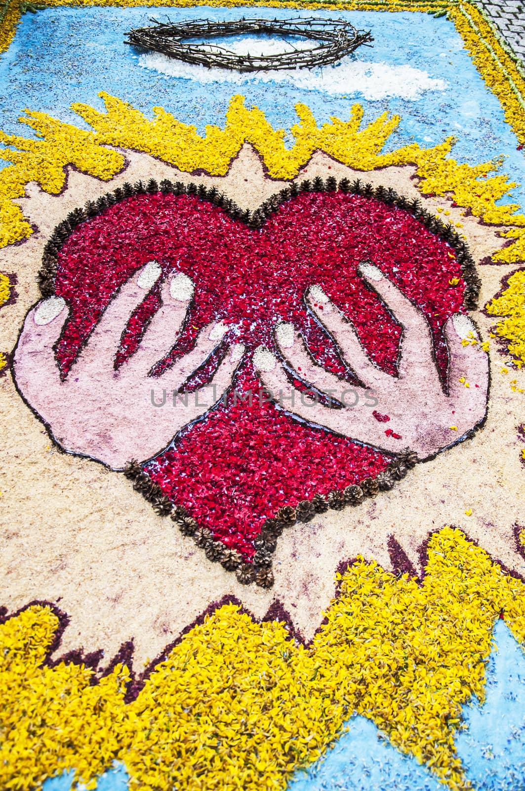 artistic flower decoration in an italian village