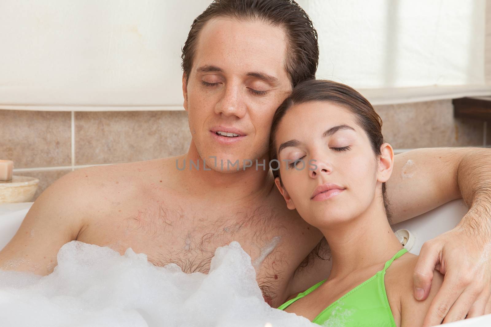 Couple relaxed in the bathtub