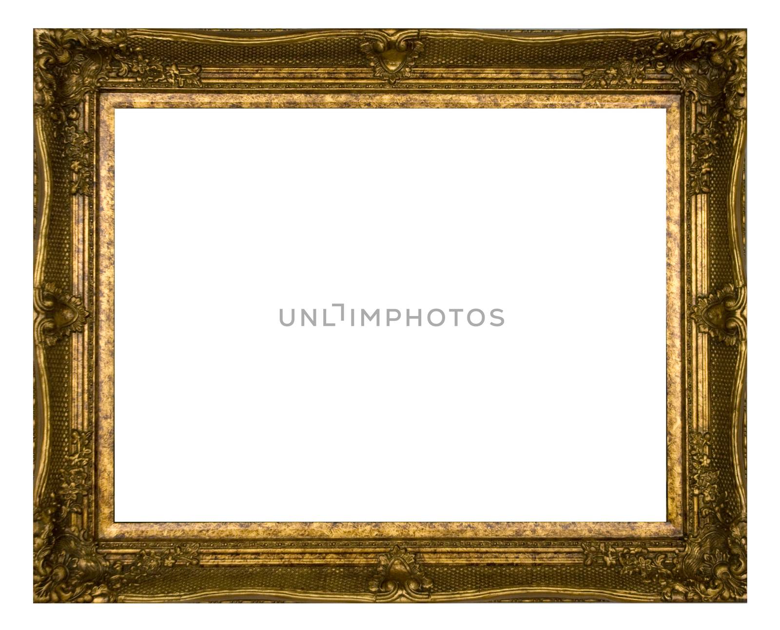 Antique retro frame for artwork from gold isolated