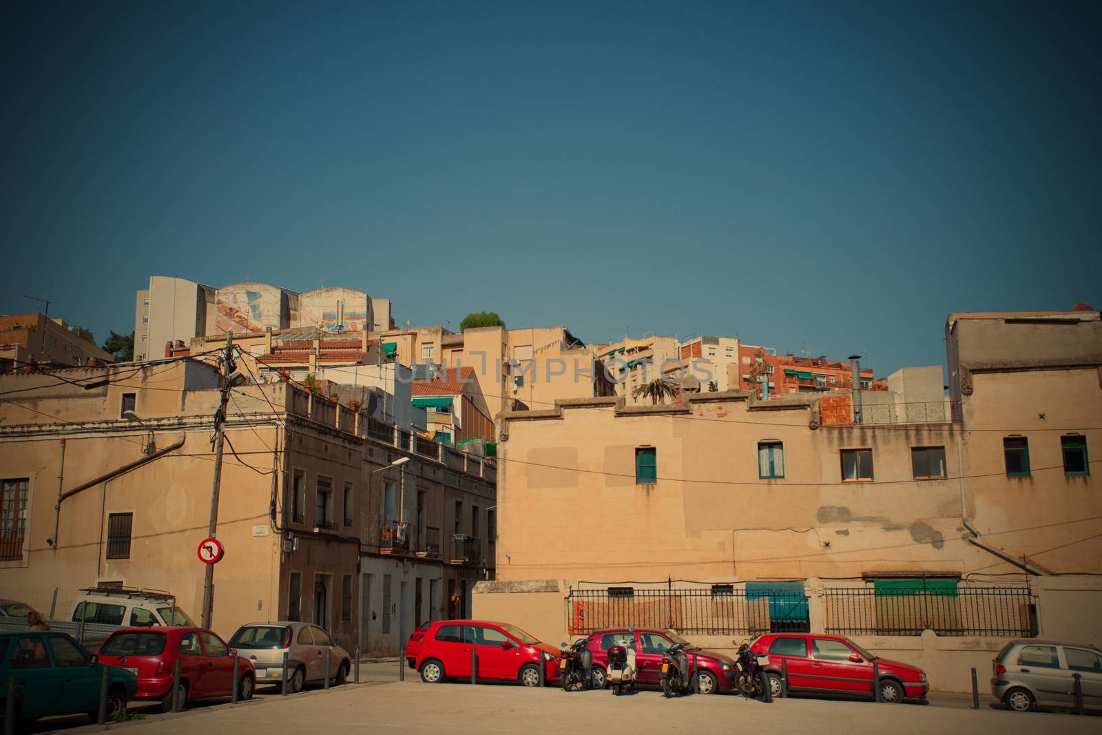 Barcelona, Spain, Catalunya - 06/25/2013, Carrer de Cambrills Street, instagram filter style