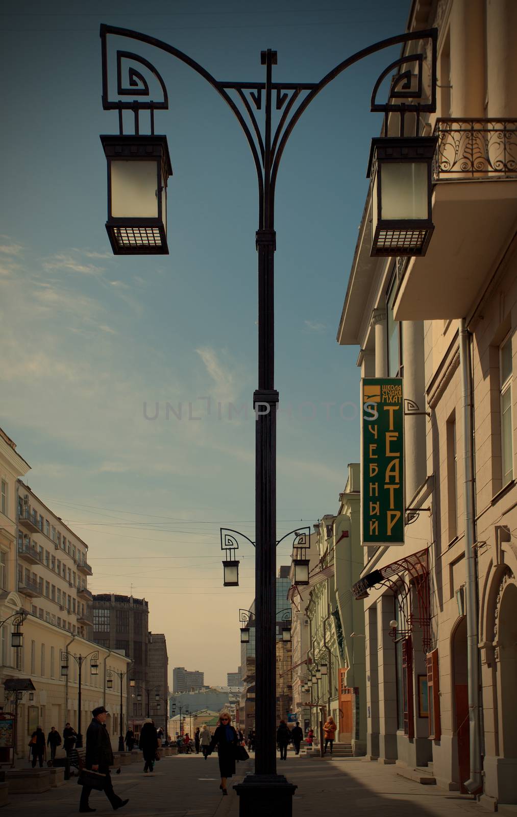 Moscow, Kamergersky lane at spring morning, 2014, april, instagram image style, editorial use only