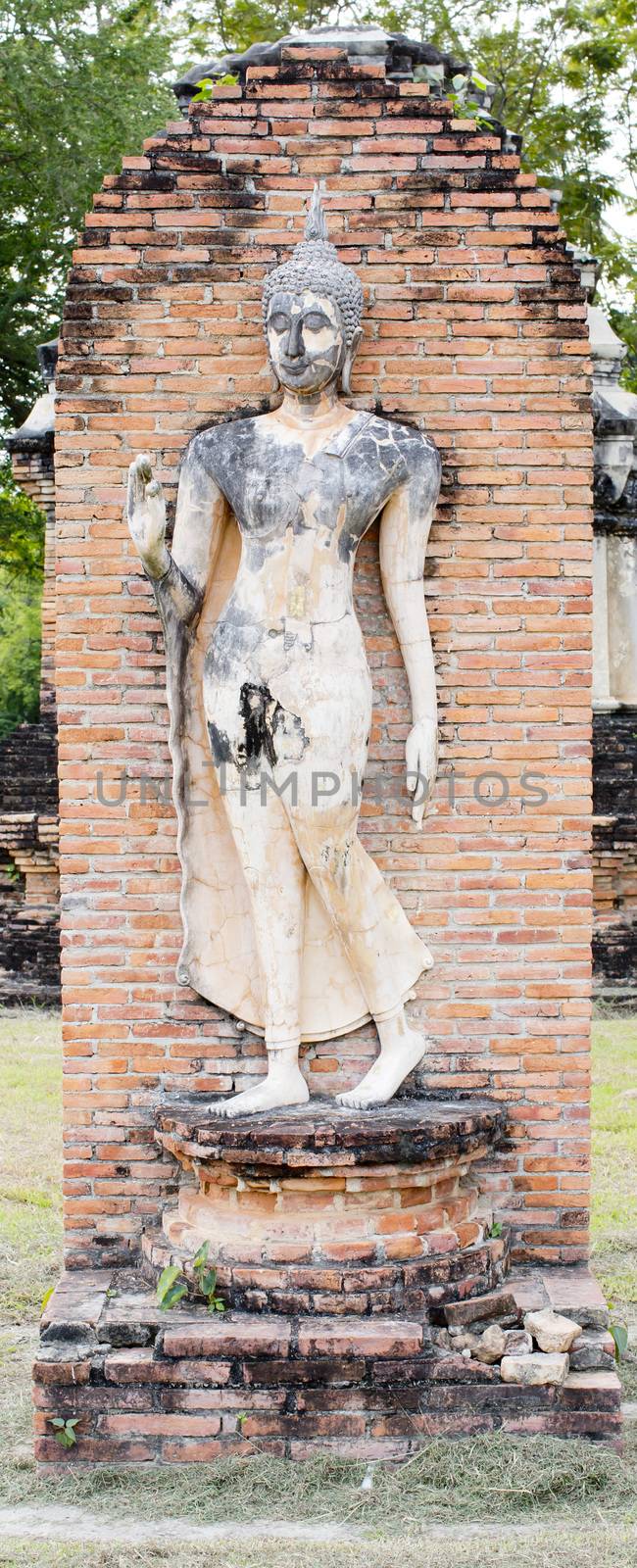 Buddha Statue in Wat Mahathat Temple in Sukhothai Historical par by art9858