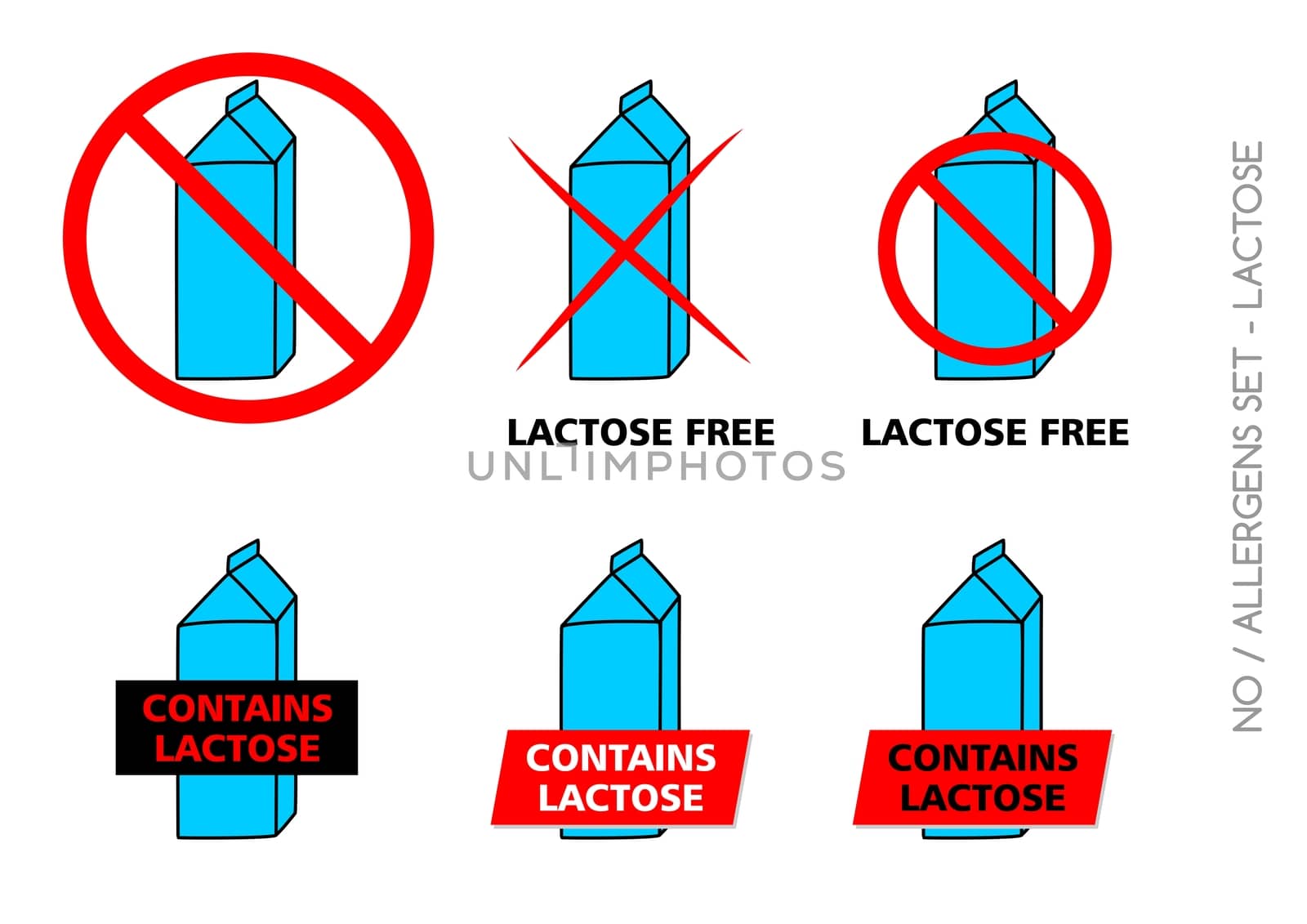 Lactose Free Symbols isolated on white background