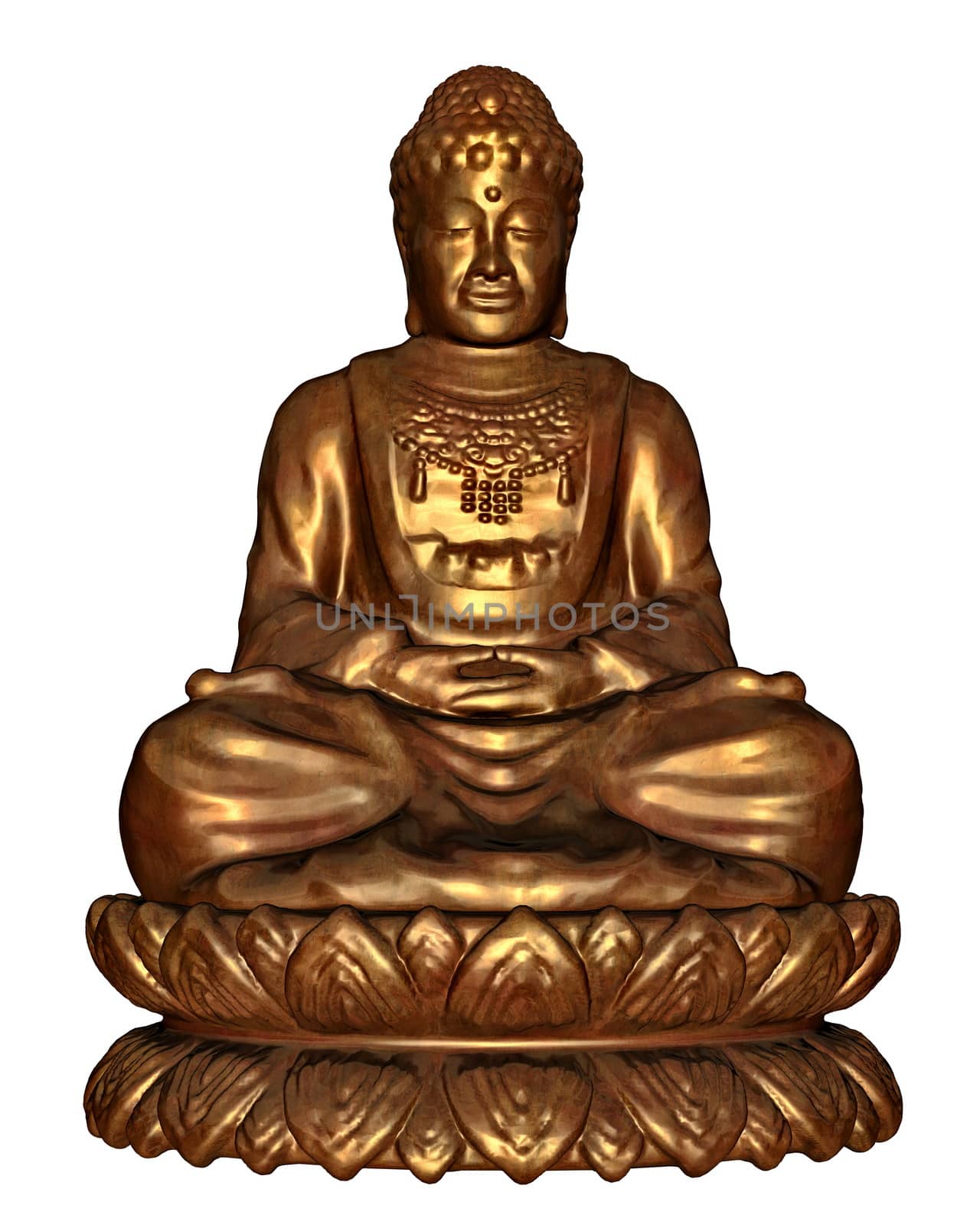 Golden buddha - 3D render by Elenaphotos21