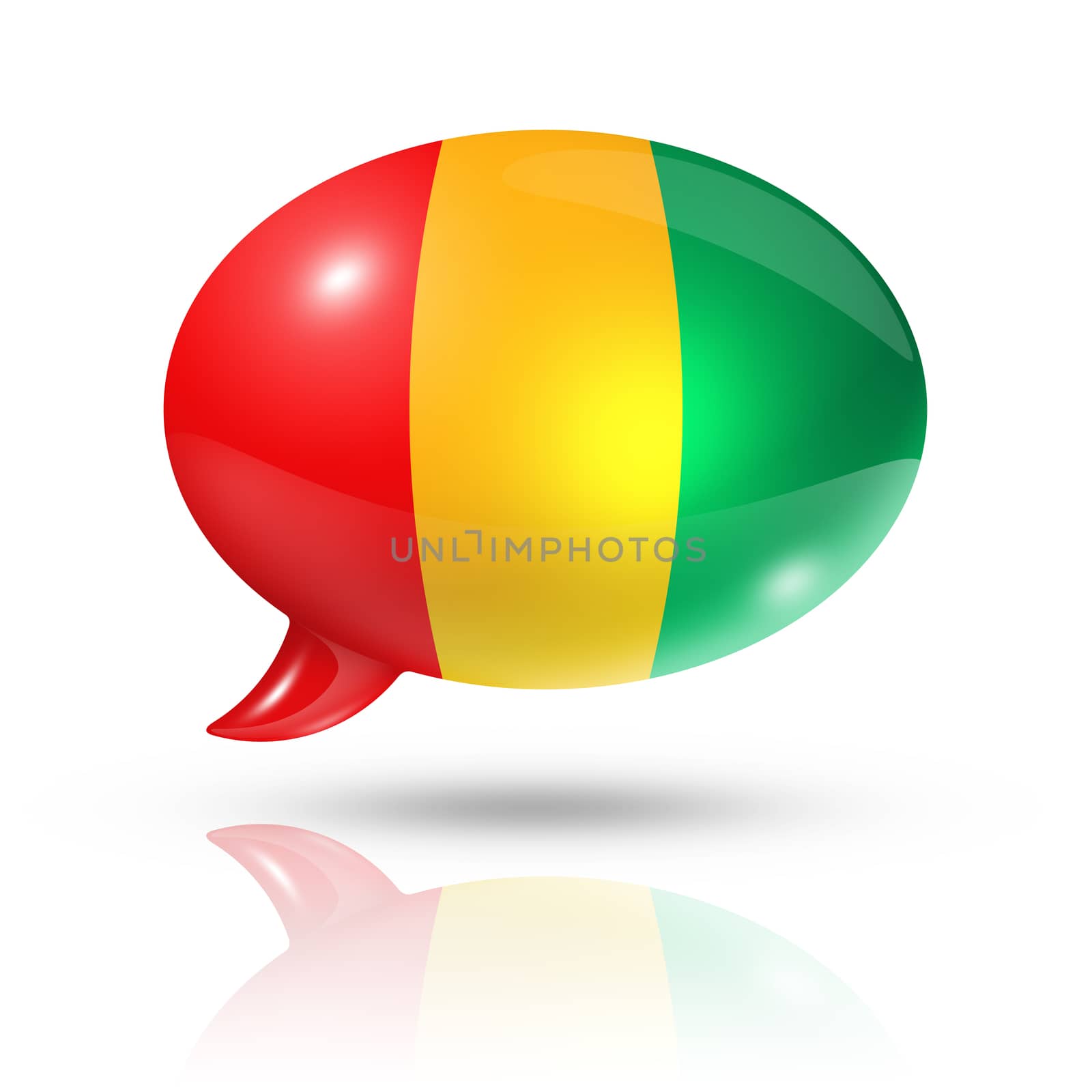 three dimensional Guinea flag in a speech bubble isolated on white with clipping path