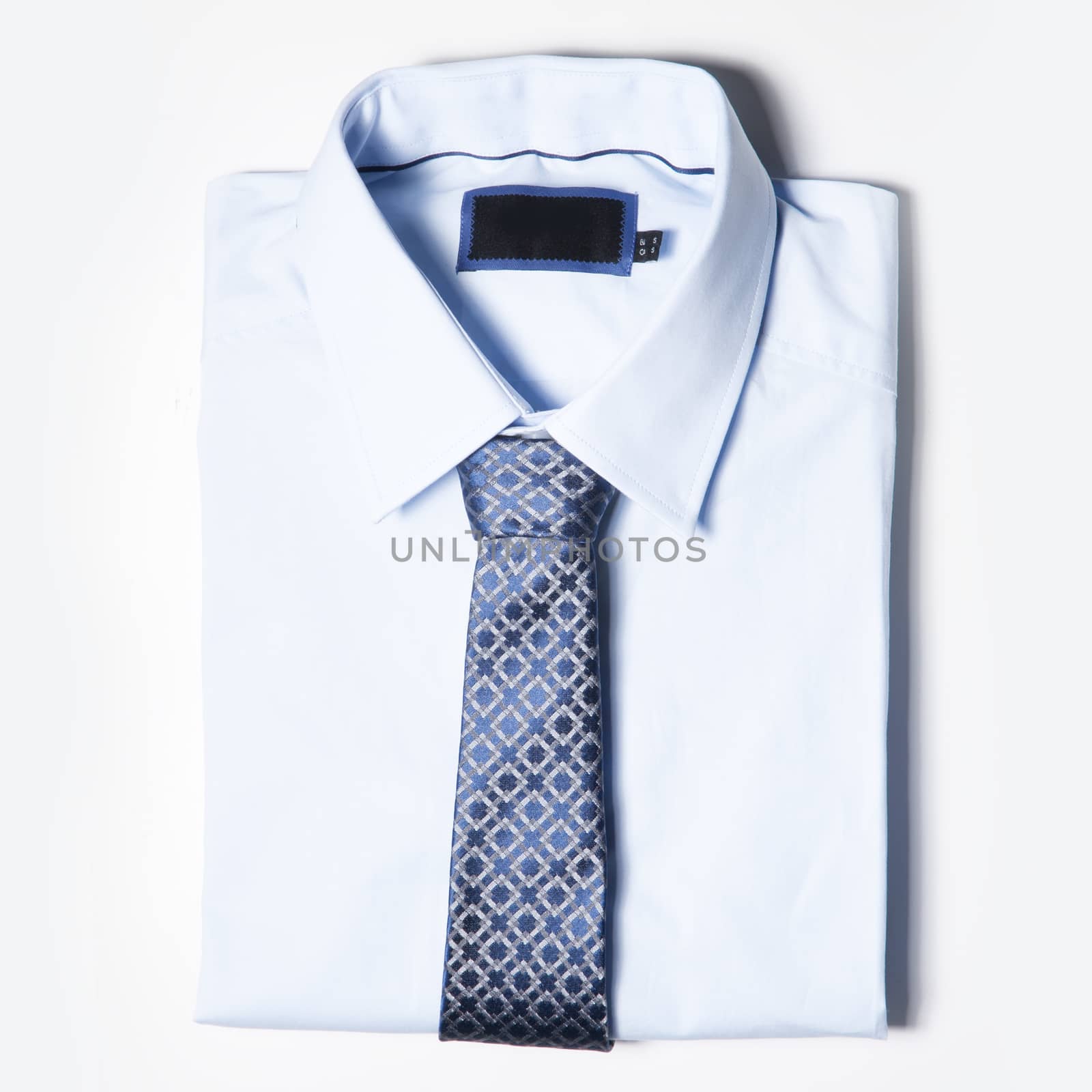 Set of trendy Men clothing is on white background. Shirt and tie