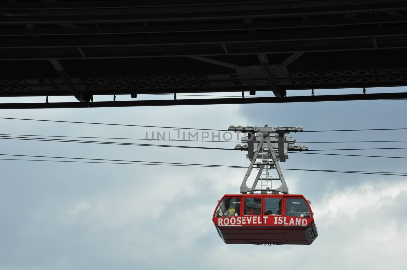 Roosevelt Island cable tram car that connects Roosevelt Island to Manhattan in New York
