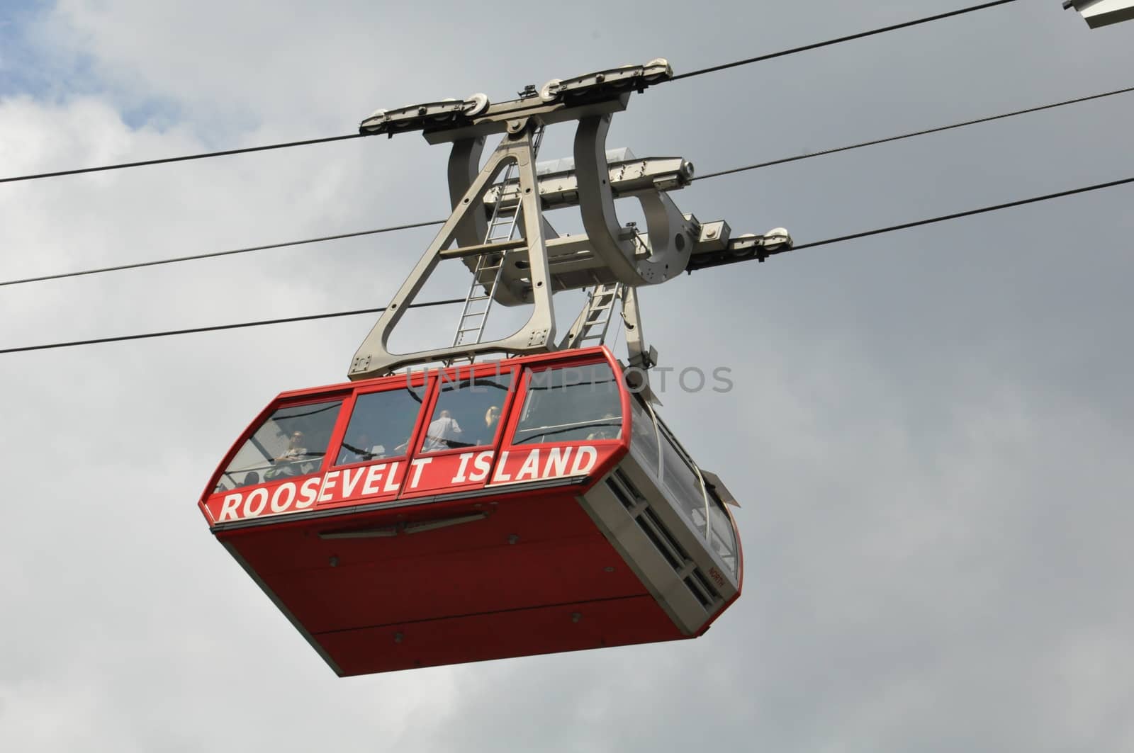 Roosevelt Island cable tram car that connects Roosevelt Island to Manhattan in New York