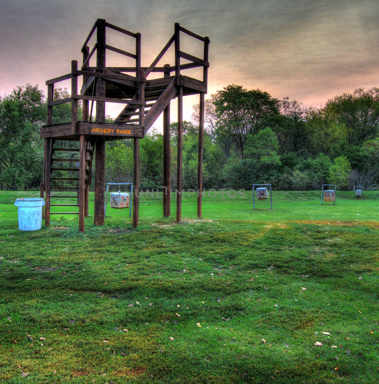 Field archery range at a park in hdr
