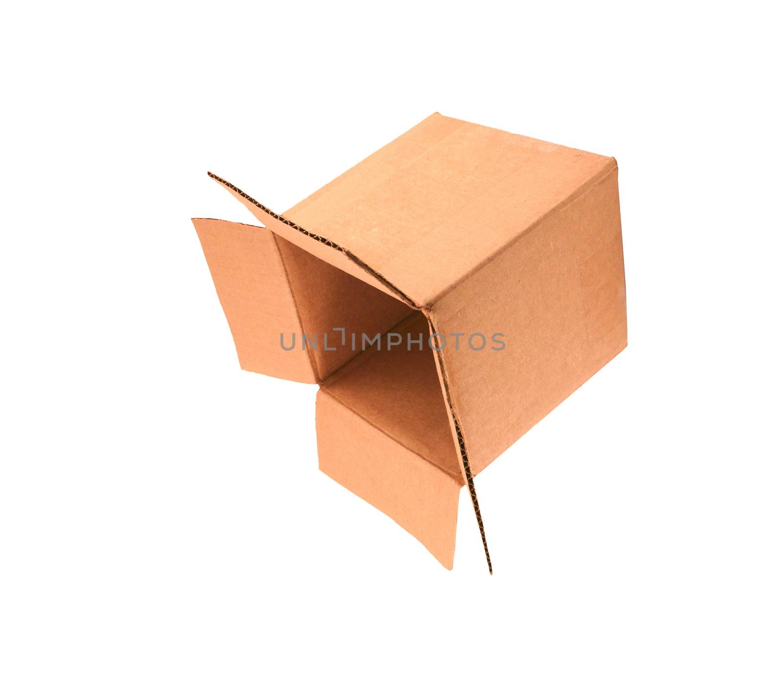 A Isolated Empty open cardboard box
