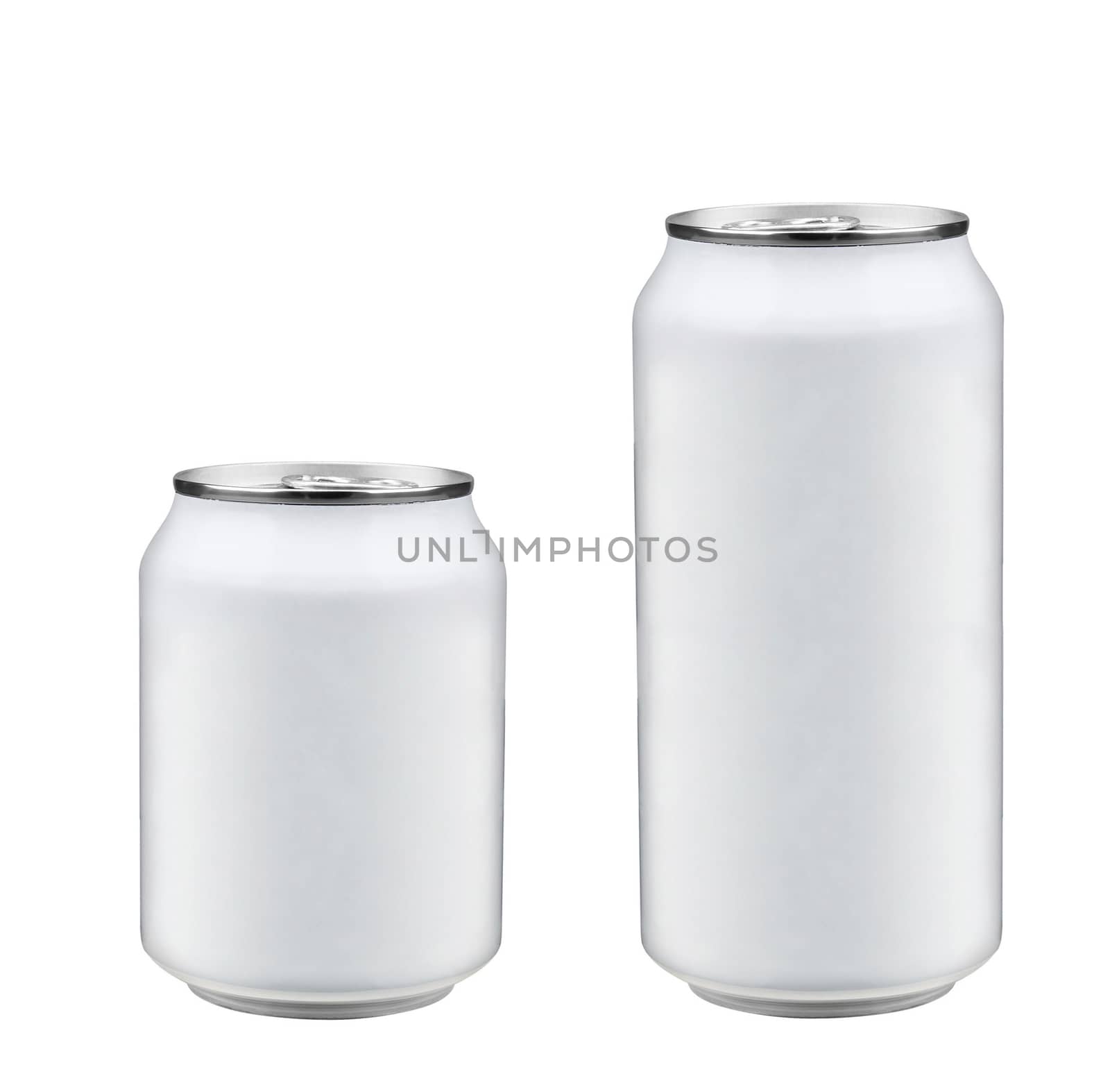 isolated two aluminum soda cans